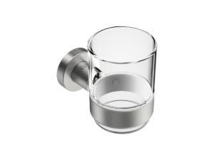 Glass Tumbler and Holder 4632- Brushed Stainless Steel - Bathroom Butler bathroom accessories
