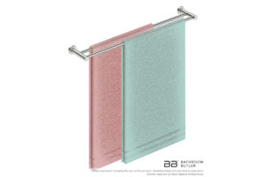 Double Towel Bar 800mm 4685 with artists impression of two single folded bath sheets - Bathroom Butler