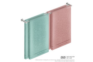 Double Towel Bar 1100mm 4688 with artists impression of four single folded bath sheets - Bathroom Butler