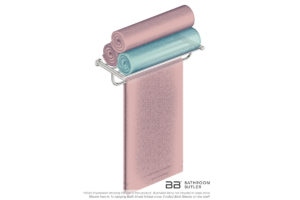 Towel Shelf and Hang Bar 4693 with artists impression of four bath sheets