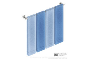 Single Towel Bar 800mm/32inch 4875 with artists impression of four double folded bath towels - Bathroom Butler