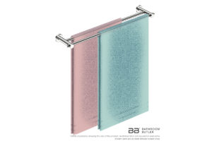 Single Towel Bar 650mm 4882 with artists impression of two single folded bath sheets - Bathroom Butler