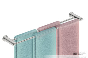 Double Towel Bar 25inch 5882 with artists impression of four double folded bath sheets - Bathroom Butler