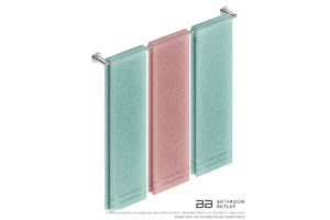Single Towel Bar 800mm 8275 with artists impression of three double folded bath sheets - Bathroom Butler