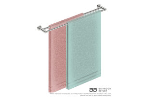 Double Towel Bar 800mm 8285 with artists impression of two single folded bath sheets - Bathroom Butler