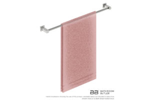 Single Towel Bar 800mm 8575 with artists impression of one single folded bath sheet - Bathroom Butler