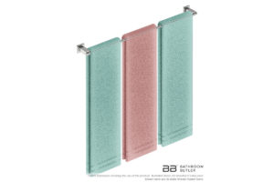 Single Towel Bar 800mm 8675 with artists impression of three double folded bath sheets - Bathroom Butler