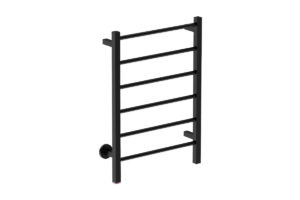 Contour 6 Bar 530mm Heated Towel Rack with PTSelect Switch -230V in Matt Black- Bathroom Butler heated towel rails