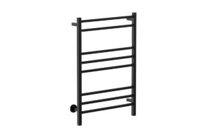 Cubic 8 Bar 650mm Heated Towel Rack with PTSelect Switch - 230V in Matt Black - Bathroom Butler heated towel rails