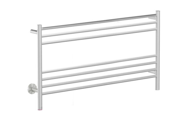 NATURAL 7 Bar 1100mm Straight Heated Towel Rail with PTSelect Switch – Brushed Stainless Steel - Bathroom Butler bathroom