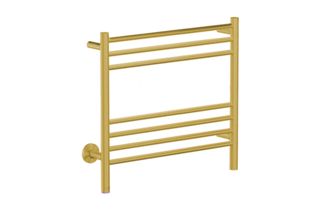 NATURAL 7 Bar 650mm Straight Heated Towel Rail with PTSelect Switch – Brushed Gold PVD - Bathroom Butler bathroom