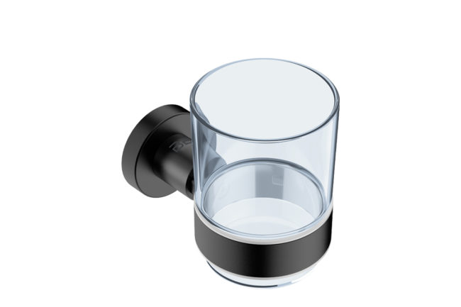 Glass Tumbler and Holder 4632- Matte Black Stainless Steel - Bathroom Butler bathroom accessories