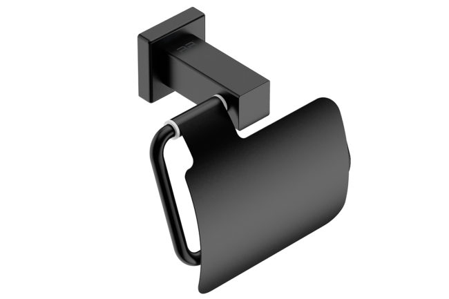 Toilet Paper Holder with Flap 8503 - Matte Black Stainless Steel - Bathroom Butler bathroom accessories