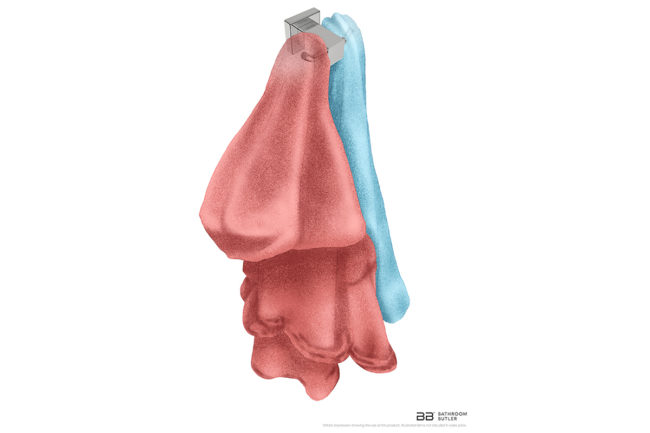 Double Robe Hook 8511 showing artists impression with bath robes