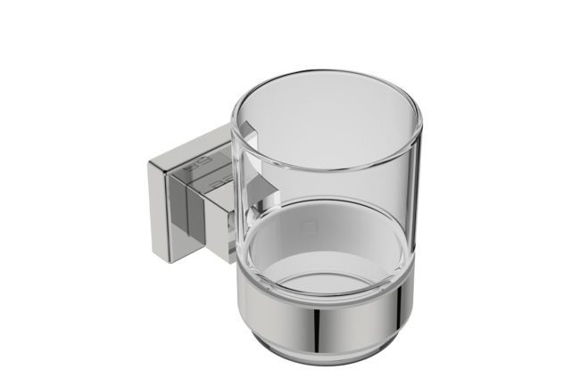 Glass Tumbler and Holder 8532– Polished Stainless Steel - Bathroom Butler bathroom accessories