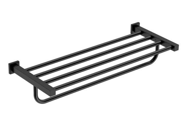 Towel Shelf with Hang Bar 650mm /25inch 8593 Matte Black Stainless Steel - Bathroom Butler bathroom accessories
