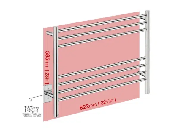 NATURAL 7 Bar 32 inch Straight Heated Towel Rack with PTSelect Switch - Image 3