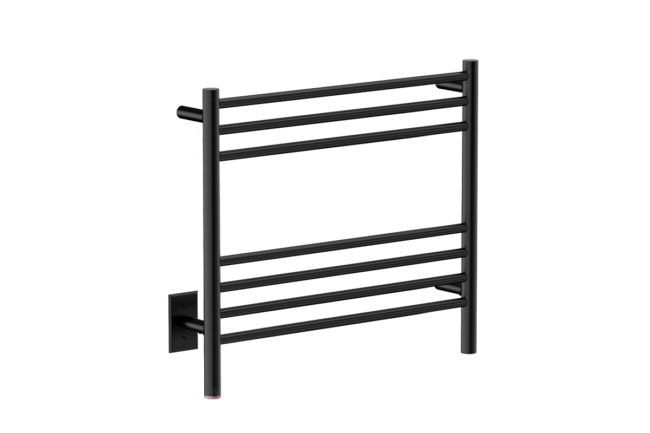 Natural 7 Bar 25inch Heated Towel Rack Straight with PTSelect Switch - 120V in MATT Black - Bathroom Butler