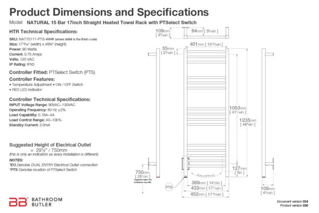 Specs NATURAL 15 Bar - 17in-STR-PTS-v034
