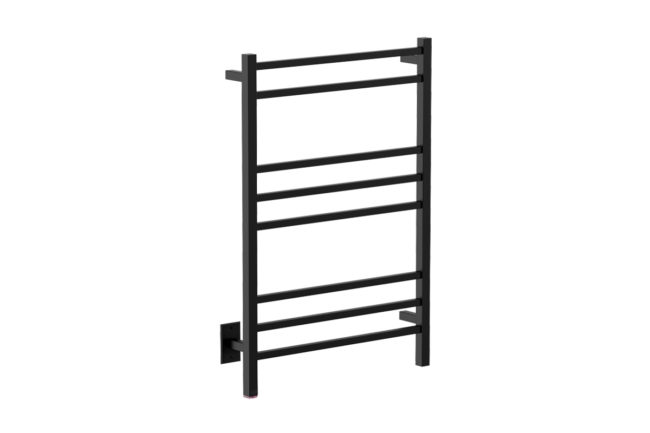 Cubic 8 Bar 25inch Heated Towel Rack with PTSelect Switch - 120V in Matt Black - Bathroom Butler
