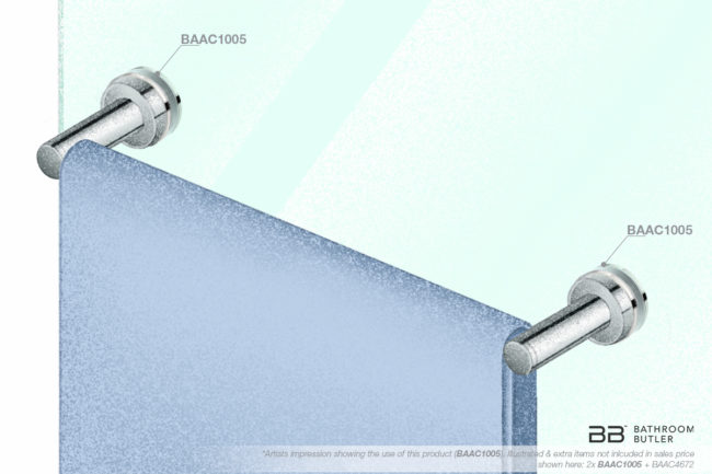 Illustration showing two glass mounting 1005 with 4672 towel bar