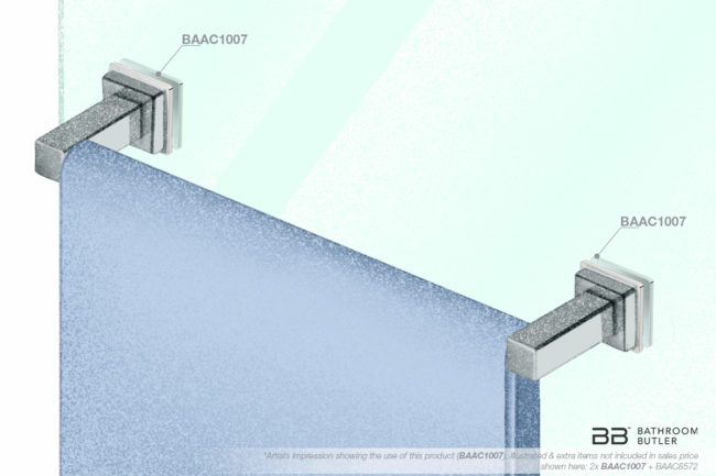 Illustration showing Glass Mounting 1007 with towel bar