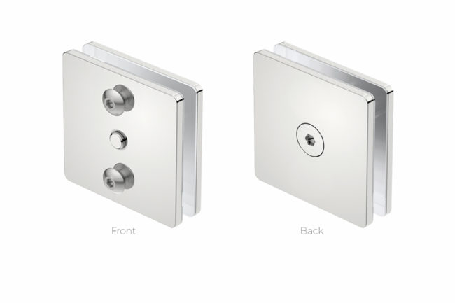 Glass Mounting 1007 front & back view Polished Stainless Steel