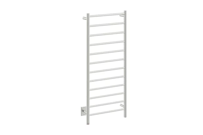 Natural 12 Bar 20inch Heated Towel Rack Straight with PTSelect Switch - 120V in Brushed Stainless Steel - Bathroom Butler