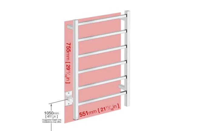 Bathroom Butler - Foot-Print CUBIC 6 Bar 21in-STR-PTS - Polished Stainless Steel