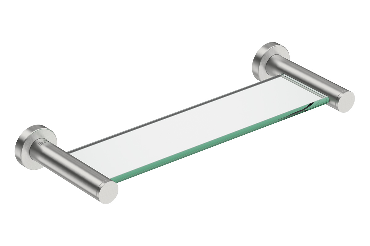 Glass Shelf 330mm 4625 - Brushed Stainless Steel - Bathroom Butler bathroom accessories