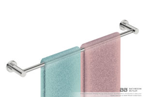Single Towel Bar 650mm/25inch 4672 with artists impression of two folded bath sheets - Bathroom Butler