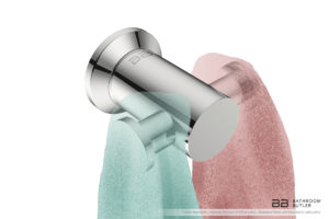 Double Robe Hook 5611 with artists impression of two towels - Bathroom Butler