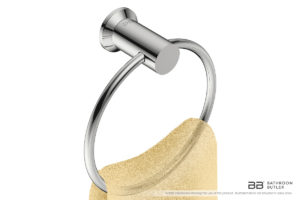 Towel Ring 5640 showing artists impression with a hand towel
