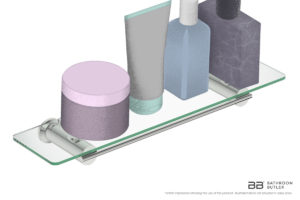Glass Shelf 500mm 5825 showing artists impression with bathroom products