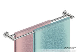 Double Towel Bar 650mm 8282 with artists impression of two single folded bath sheets - Bathroom Butler