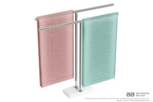 Double Towel Stand 9185 of artists impression of two folded bath sheets - Bathroom Butler