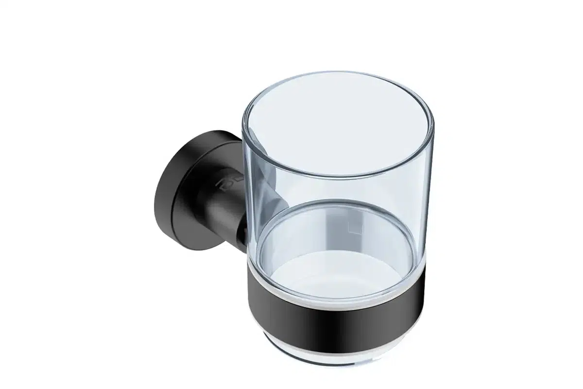 Bathroom Butler Glass Tumbler+Holder (4632) - Matt Black