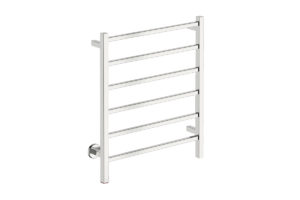 Cubic 6 Bar 650mm Heated Towel Rack with PTSelect Switch - 230V in Polished Stainless Steel - Bathroom Butler heated towel rails