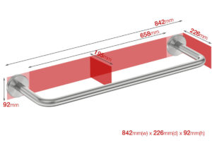 Foot print wall size for 750mm Cistern grab rail