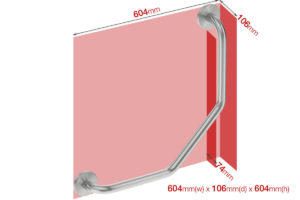 Foot print wall size for Dog Leg 2 support grab rail