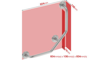 Foot print wall size for Dog Leg 3 support grab rail