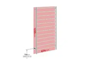 Foot print wall size for NATURAL 12 Bar 650mm Straight with TDC Timer