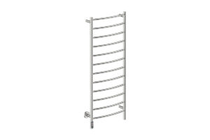 Natural 12 Bar 500mm/20" Heated Towel Rack Curved with TDC Timer - 230V in Polished Stainless Steel - Bathroom Butler heated towel rails