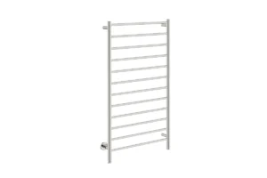Natural 12 Bar 650mm Heated Towel Rack Straight with PTSelect Switch - 230V in Polished Stainless Steel - Bathroom Butler heated towel rails