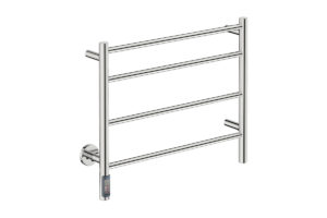 Natural 4 Bar 650mm Heated Towel Rack Straight with TDC Timer - 230V in Polished Stainless Steel- Bathroom Butler heated towel rails