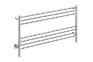 Natural 7 Bar 1100mm Heated Towel Rack Straight with PTSelect Switch - 230V in Polished Stainless Steel - Bathroom Butler heated towel rails