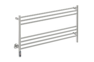 Natural 7 Bar 1100mm Heated Towel Rack Straight with TDC Timer - 230V in Polished Stainless Steel - Bathroom Butler heated towel rails