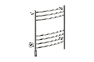 Natural 7 Bar 500mm Heated Towel Rack Curved with TDC Timer- 230V in Polished Stainless Steel - Bathroom Butler heated towel rails