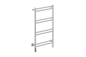 Natural 8 Bar 500mm Heated Towel Rack Straight with TDC Timer - 230V in Polished Stainless Steel - Bathroom Butler heated towel rails