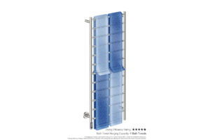 Natural 12 Bar 500mm Heated Towel Rack Straight with TDC Timer showing artists impression with four folded bath towels - Bathroom Butler